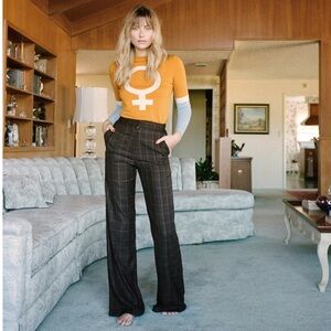 Stoned Immaculate Brown and Red Plaid Trousers Size 27